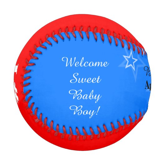 Boy Quad Birth Stats Red White Blue Baseball (Vorderseite Links)