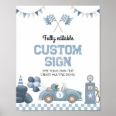 Boy Race Car Birthday Party Table Sign Poster (Vorne)