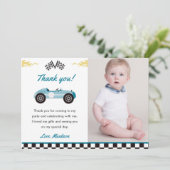 Boy Race Car Geburtstagsparty Danke Karte (Stehend Vorderseite)