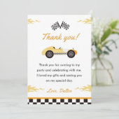 Boy Race Car Geburtstagsparty Danke Karte (Stehend Vorderseite)