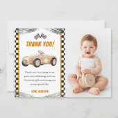 Boy Race Car Geburtstagsparty Danke Karte (Vorderseite)