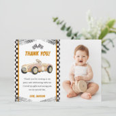 Boy Race Car Geburtstagsparty Danke Karte (Stehend Vorderseite)
