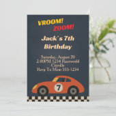 Boy Racing Birthday Einladung (Stehend Vorderseite)