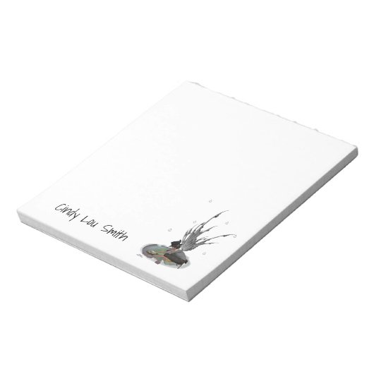 Boy Rain Fairy mit Frosch Notepad Notizblock (Rotiert)
