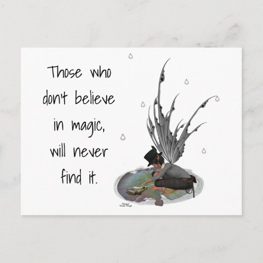 Boy Rain Fairy mit Frosch Posrcard Postkarte (Vorderseite)