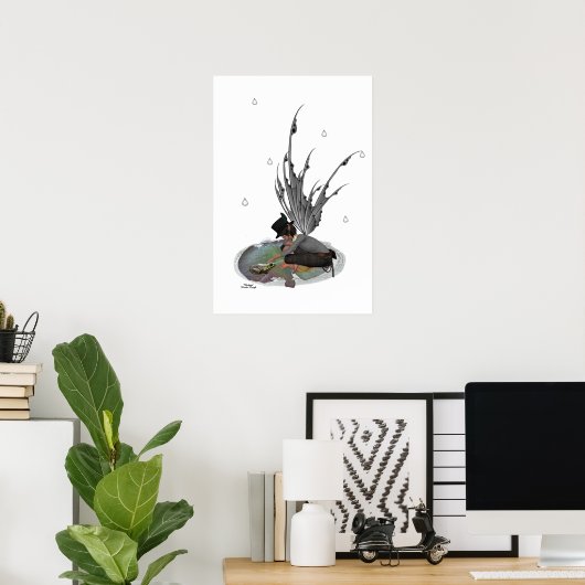 Boy Rain Fairy mit Frosch Poster (Heimbüro)