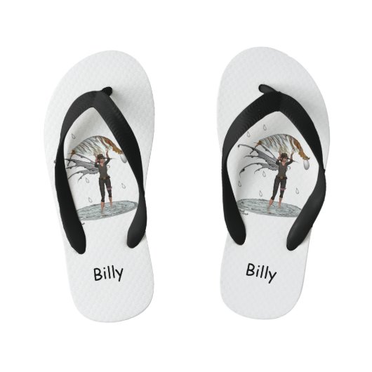 Boy Rain Fairy mit Leaf Flip Flops Kinderbadesandalen (Fußbett)