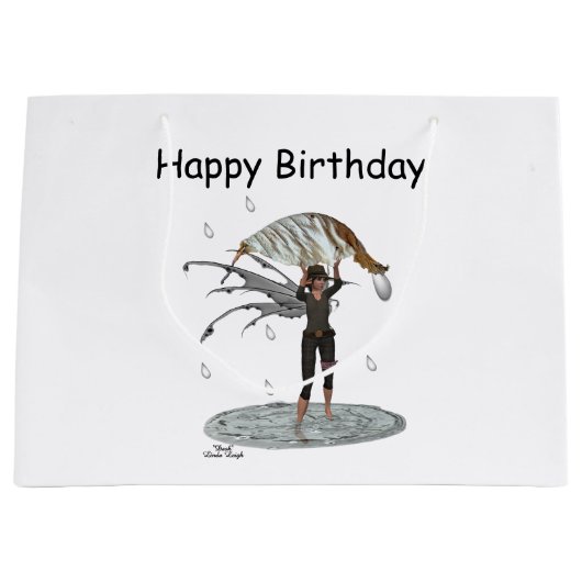 Boy Rain Fairy mit leaf Geschenktasche Große Geschenktüte (Vorderseite)