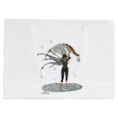 Boy Rain Fairy mit leaf Geschenktasche Große Geschenktüte (Rückseite)