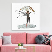 Boy Rain Fairy mit leaf gestreiften Leinwand Print (Insitu (Wohnzimmer))