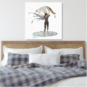 Boy Rain Fairy mit leaf gestreiften Leinwand Print (Insitu (Schlafzimmer))