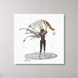 Boy Rain Fairy mit leaf gestreiften Leinwand Print