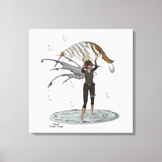 Boy Rain Fairy mit leaf gestreiften Leinwand Print (Vorderseite)