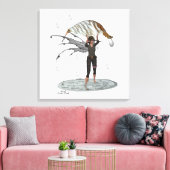 Boy Rain Fairy mit leaf gestreiften Leinwand Print (Insitu (Wohnzimmer))