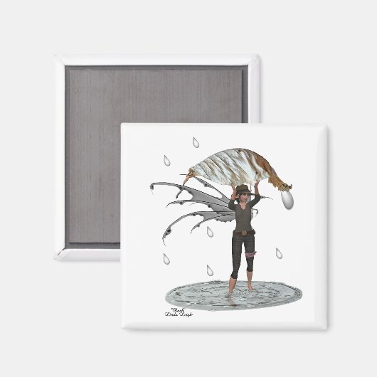 Boy Rain Fairy mit Leaf Magnet (Vorderseite/Rückseite)