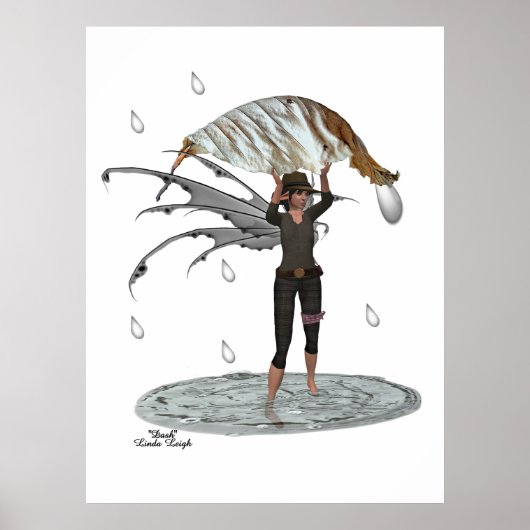 Boy Rain Fairy mit Leaf Poster (Vorne)