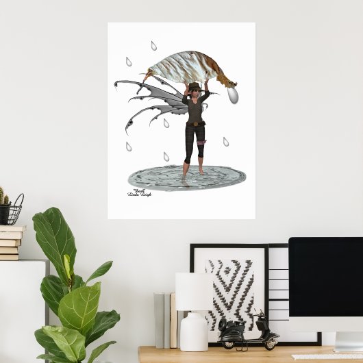 Boy Rain Fairy mit Leaf Poster (Heimbüro)
