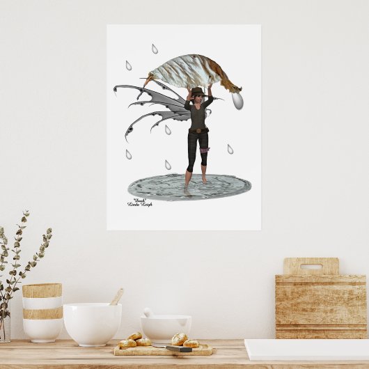 Boy Rain Fairy mit Leaf Poster (Küche)