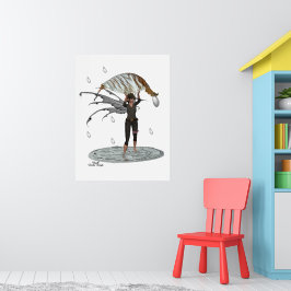 Boy Rain Fairy mit Leaf Poster