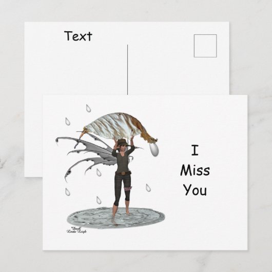 Boy Rain Fairy mit leaf Postkarte (Vorne/Hinten)