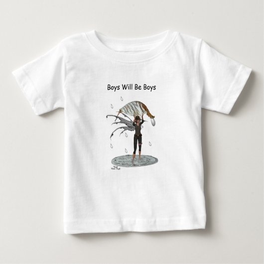 Boy Rain Fairy mit Leaf Säugling Baby T - Shirt (Vorderseite)