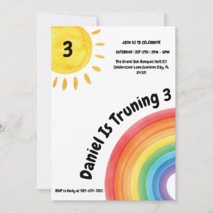 Boy Rainbow 3. Geburtstag, Boy Birthday Party Einladung