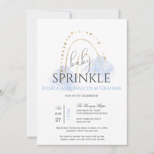 Boy Rainbow Baby Sprinkle Einladung (Vorderseite)