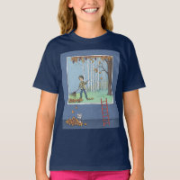 Boy raking Blätter T - Shirt
