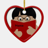 Boy Reading Christmas Heart Ornament 1 (Vorne)