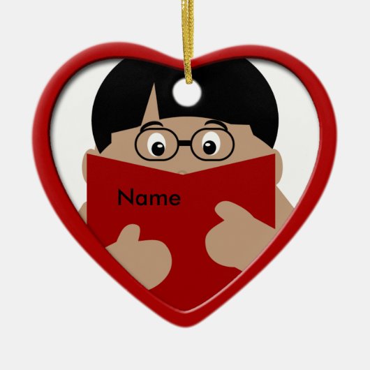 Boy Reading Christmas Heart Ornament 1 (Vorne)