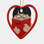 Boy Reading Christmas Heart Ornament 1 (Links)