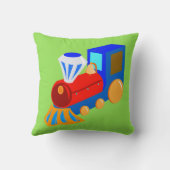 Boy Red Blue Train mit Blue & Green Backs Kissen (Rückseite)