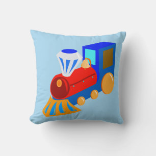 Boy Red Blue Train mit Blue & Green Backs Kissen