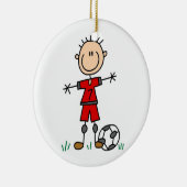 Boy Red Uniform Soccer T - Shirt und Geschenke Keramikornament (Rechts)