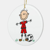 Boy Red Uniform Soccer T - Shirt und Geschenke Keramikornament (Links)