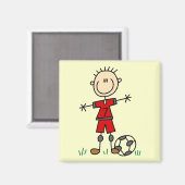 Boy Red Uniform Soccer T - Shirt und Geschenke Magnet (Vorderseite/Rückseite)