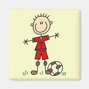 Boy Red Uniform Soccer T - Shirt und Geschenke Magnet