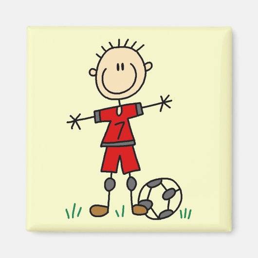Boy Red Uniform Soccer T - Shirt und Geschenke Magnet (Vorne)