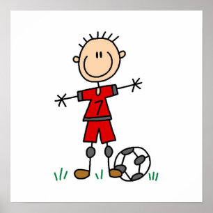 Boy Red Uniform Soccer T - Shirt und Geschenke Poster