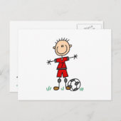 Boy Red Uniform Soccer T - Shirt und Geschenke Postkarte (Vorne/Hinten)