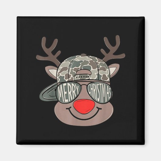 Boy Reindeer Hat Camo Hat Merry Christmas Xmas Boy Magnet (Vorne)