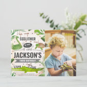 Boy Reptile Geburtstagsparty Foto Einladung (Stehend Vorderseite)