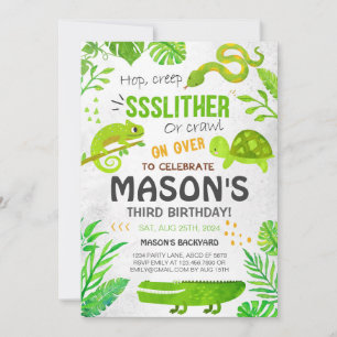 Boy Reptile Tiere Geburtstag Einladung