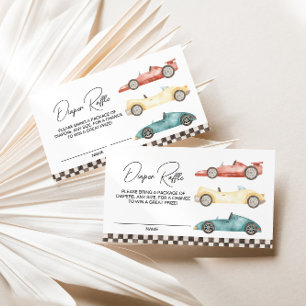 Boy Retro Race Car Baby Dusche Windelwanne Raffle Begleitkarte