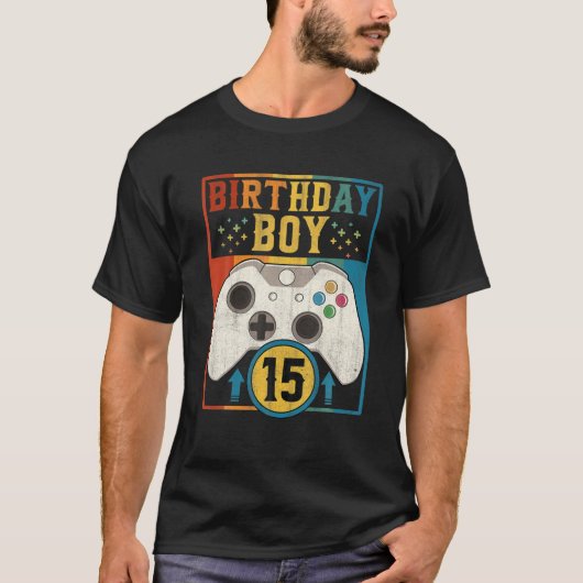 Boy Retro Video Game Controller Gamer 15T T-Shirt (Vorderseite)