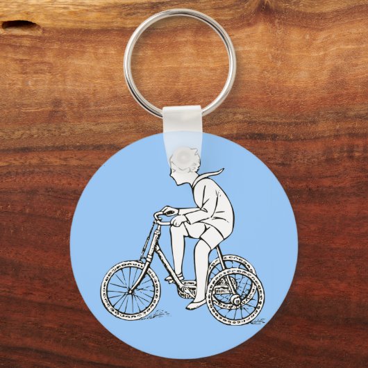 Boy Riding Antique Tricycle Schlüsselanhänger (Vorderseite)