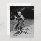 Boy Riding Tricycle Postkarte (Vorne/Hinten)