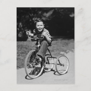 Boy Riding Tricycle Postkarte