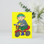 Boy Riding Tricycle Postkarte (Stehend Vorderseite)