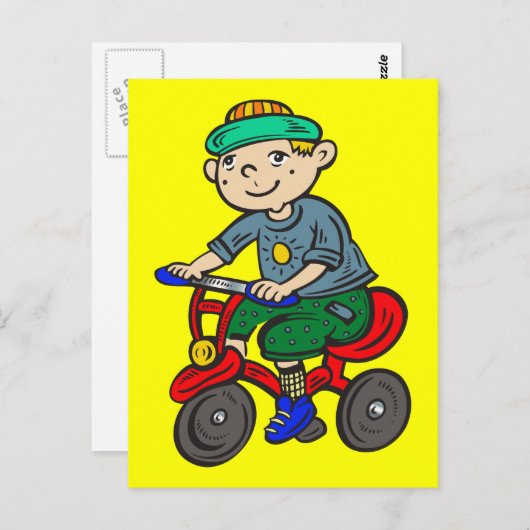 Boy Riding Tricycle Postkarte (Vorne/Hinten)